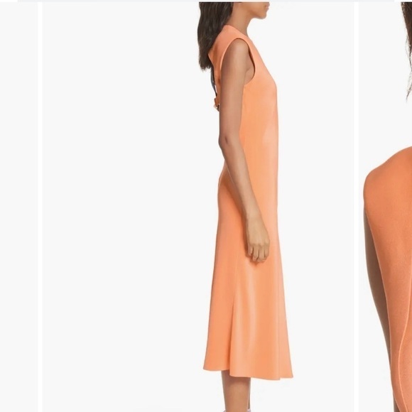 Tibi Open Back Bias Cut Sleeveless Silk Dress Apricot Orange S118SL1085 Size 0 - Picture 3 of 15